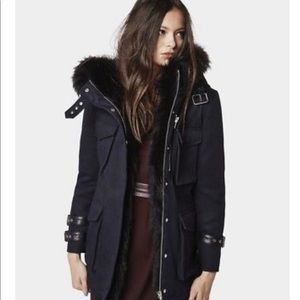 The Kooples Navy and Black Fur Parka